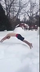 This dude is crazy !  Man jumping in the snow  Funny Videos 2016