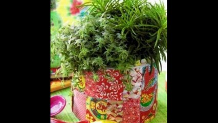 Вазоны из лоскутков ткани