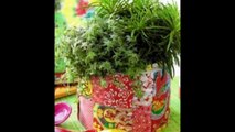 Вазоны из лоскутков ткани