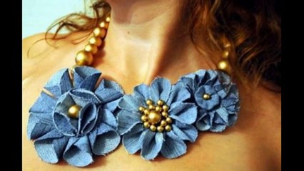 Бусы из старых джинсов