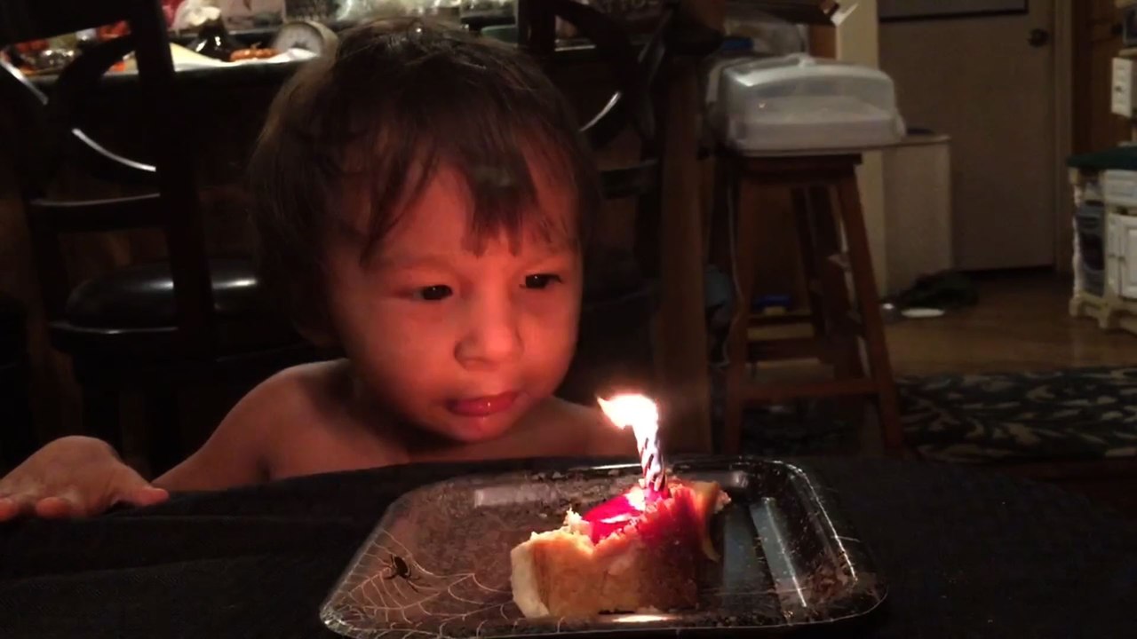 Little Boy Adorably Fails At Blowing Out Birthday Candles
