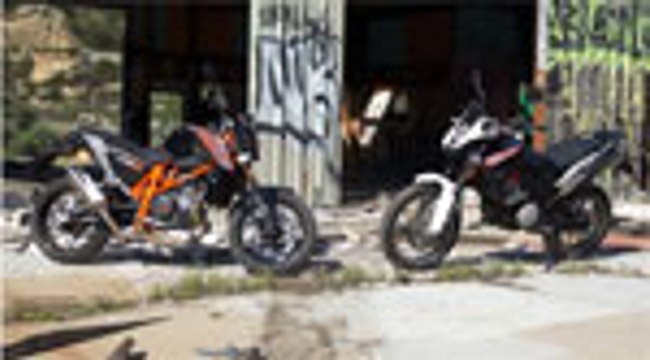 KTM 690 Duke vs. Husqvarna TR650 Strada! - ON TWO WHEELS