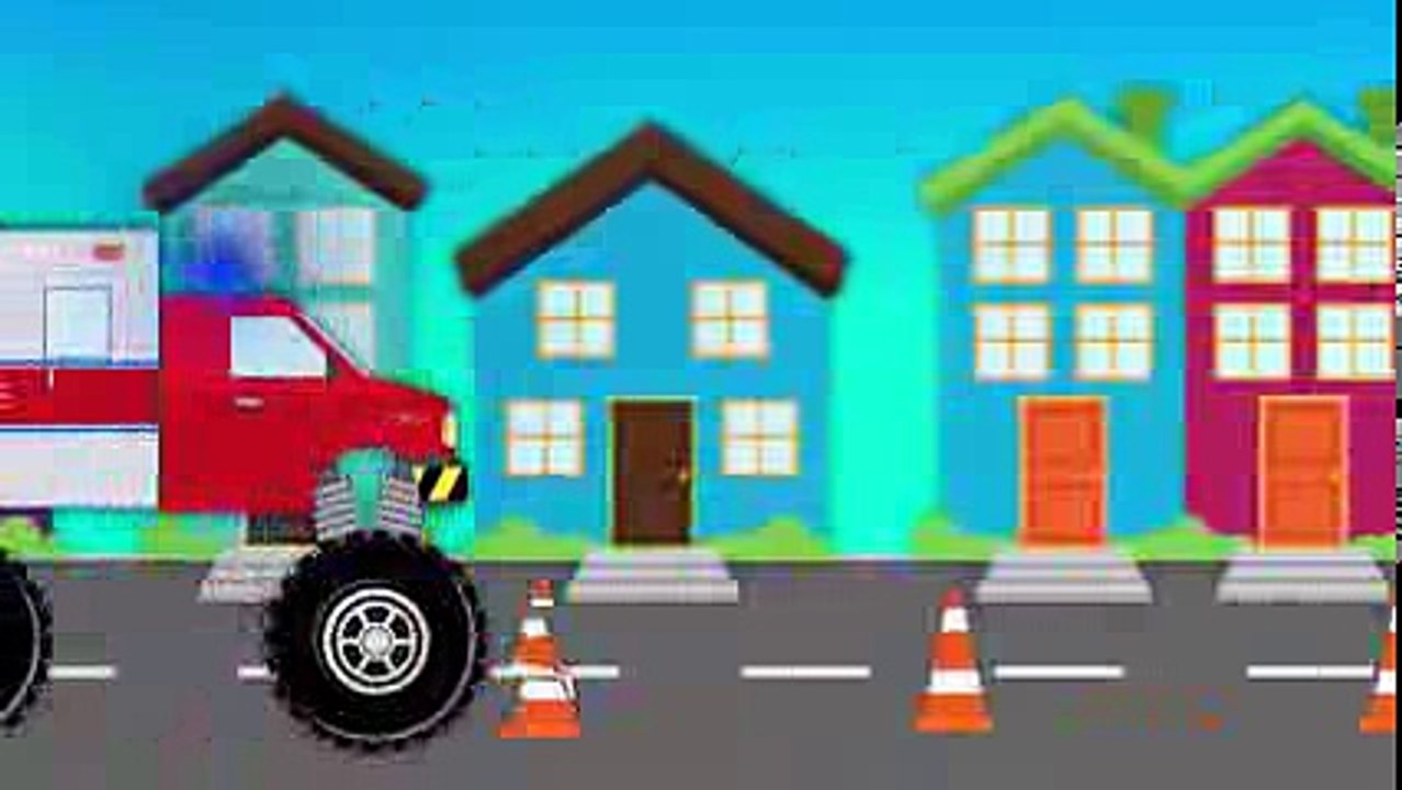 Monster Truck Ambulance Stunt Chase  Monster Truck Videos For Kids  Monster Trucks For Children