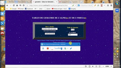 TABLES DE GEMATRIE VOLEES=2016