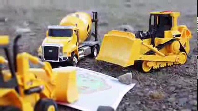 Treasure Hunt Part 1 - Backhoe Bulldozer Cement Truck Construction Vehicle Toys