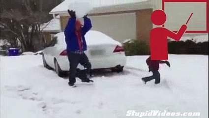 Father of the Year Plays with Son in Snow