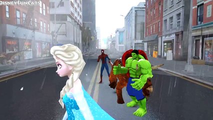 HULK vs Dinosaurs RED HULK & Spiderman save Frozen Elsa + McQueen Lightning cars