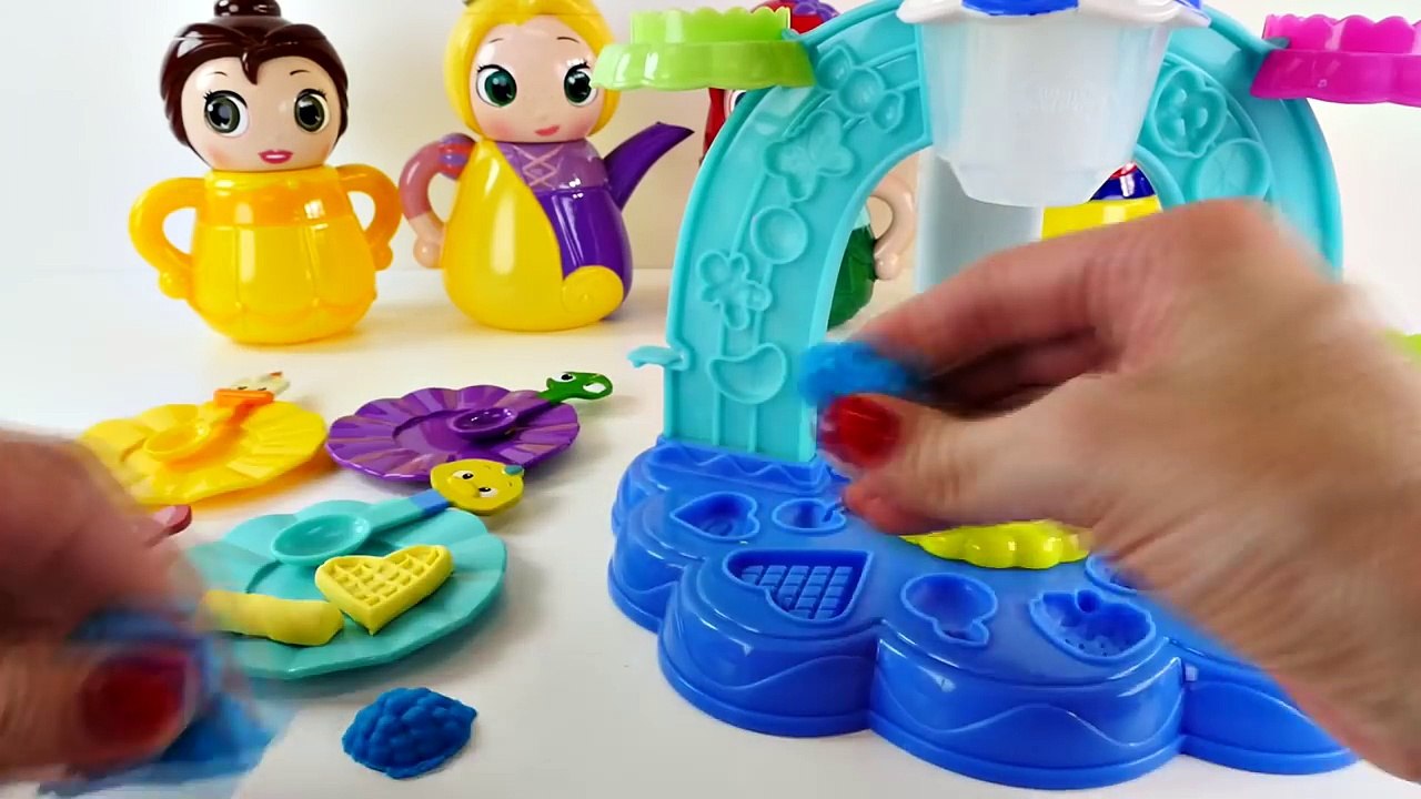 Disney Princess Tea Party with Play Doh Mermaid Ariel Snow White Rapunzel Belle Playdough DCTC Toys