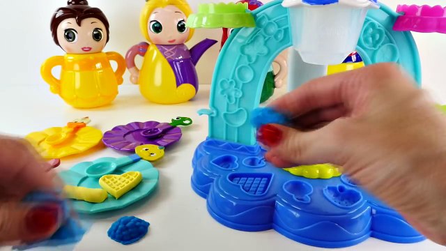 Disney Princess Tea Party with Play Doh Mermaid Ariel Snow White Rapunzel Belle Playdough DCTC Toys