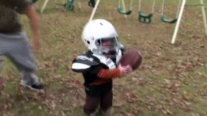 Baby Quarterback Gets A Little Stuck