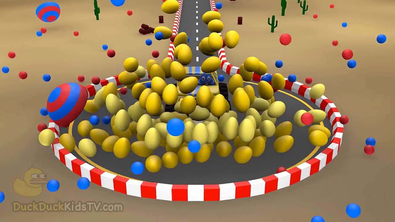 Learn Colors with Monster Trucks for Children Kids Surprise Eggs 3D Toys Color Balls DuckDuckKidsTV