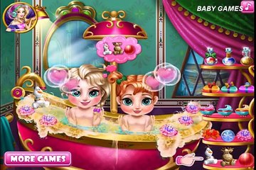 Скачать видео: Bañar a las princesas Elsa y Anna - Baby Elsa Baby Anna - Disney Princess - Baby Games