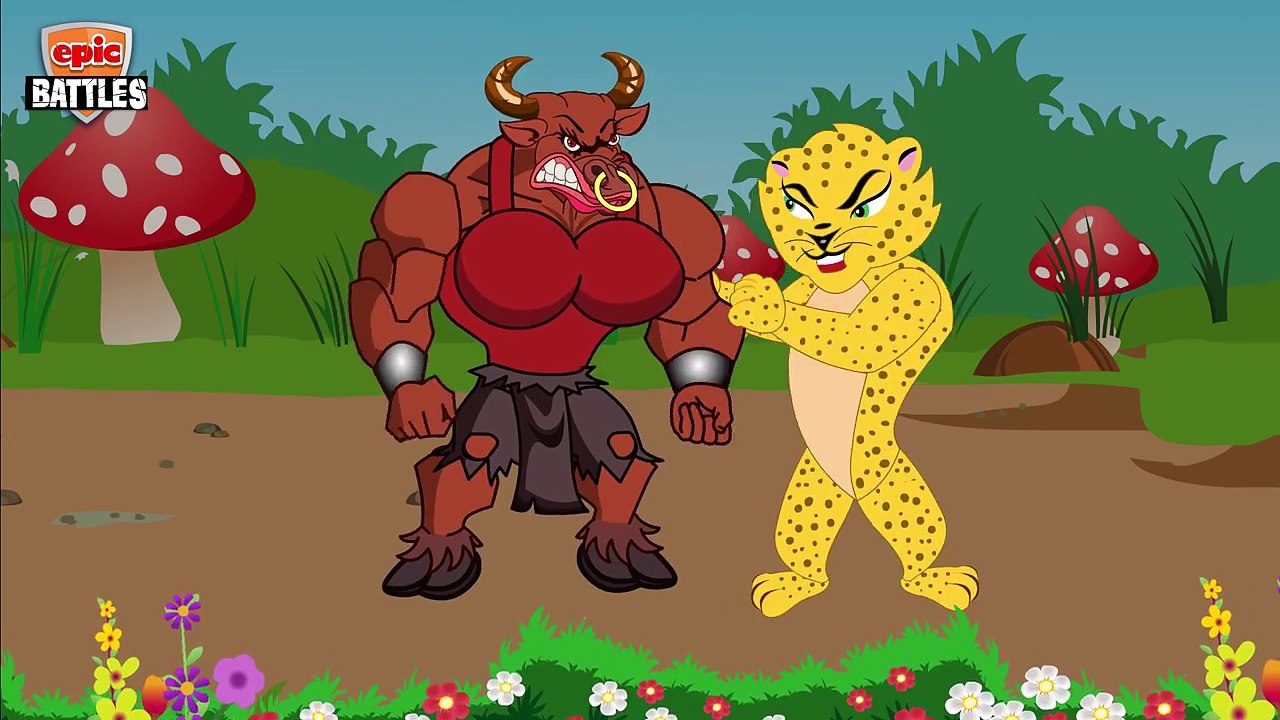 Finger Family Epic Battles Crazy Bull Man Vs Cheetah | Finger Family Nursery Rhymes