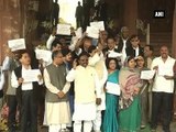 Left parties protest outside Parliament over JNU row