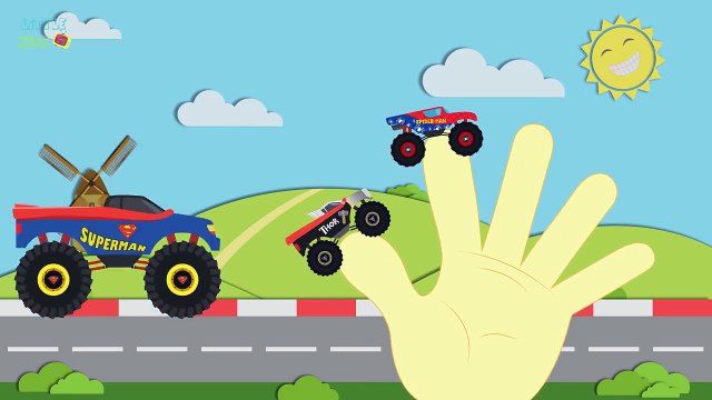 Finger Family Song for Children - Superhero Monster Trucks - Nursery Rhymes and Kids Song