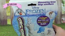 Disney FROZEN Shimmering Snow KINETIC SAND! Make Olaf & Snowgies Frozen Fever With Squeezable Sand!
