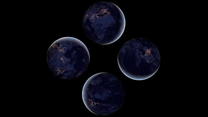 Earth view from space at night - Pyramid Hologram Screen Up