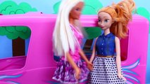 Barbie RV Camper Toy Review Barbie & Disney Princess Frozen Doll Anna + Camping Smores DisneyCarToys
