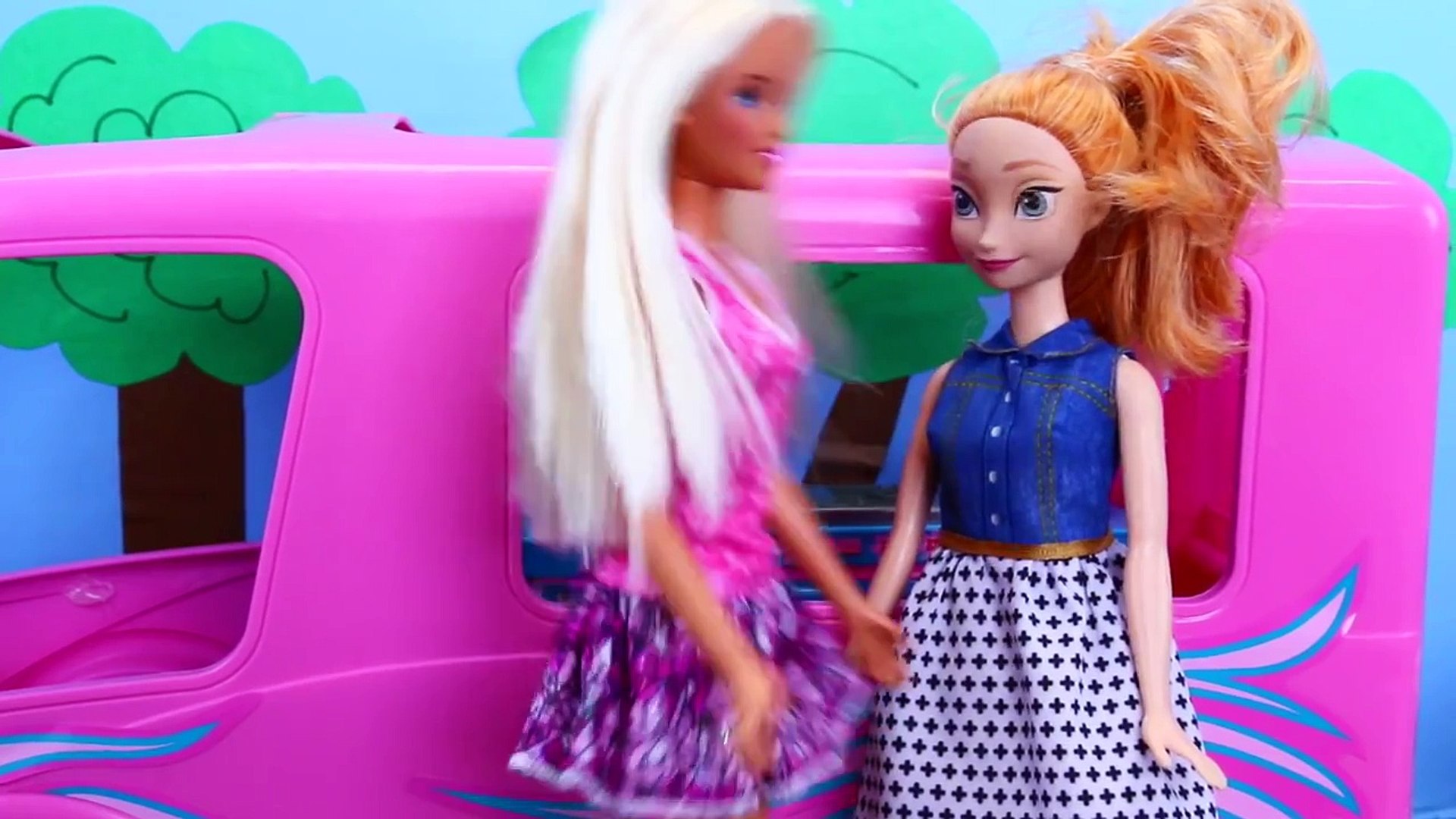 ⁣Barbie RV Camper Toy Review Barbie & Disney Princess Frozen Doll Anna + Camping Smores DisneyCar