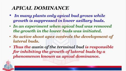 Growth Correlation ,Apical Dominance & Compensatory Effect