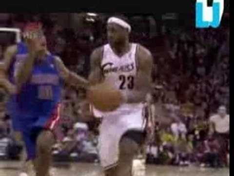 LeBron James picks off a pass and goes the distance for a ba