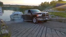 Dodge burns out on boat ramp FAIL