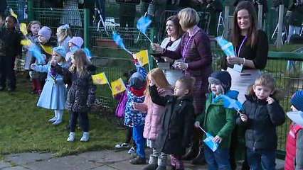 Duchess of Cambridge joins in school sing-along