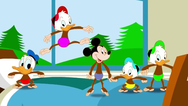Микки Маус пять маленьких обезьянок прыгали на кровати - Russian Five Little Monkeys