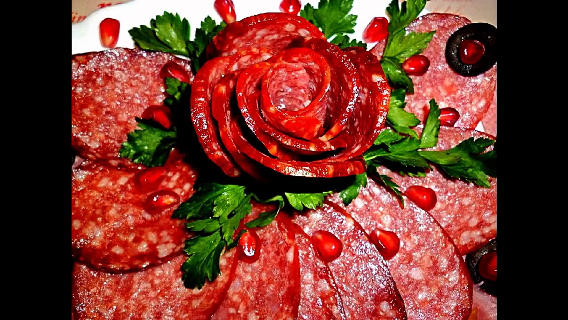 ⁣Роза из колбасы! Мясная нарезка. Украшения тарелки! Rose of sausages! Decoration of dishes