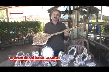 Ordu'da bir balıkçı yaklaşık bin salyangoz kabuğundan bağlama yaptı