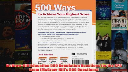 FreeDownload  McGrawHill Education 500 Regulation Questions for the CPA Exam McGrawHills 500  FREE PDF