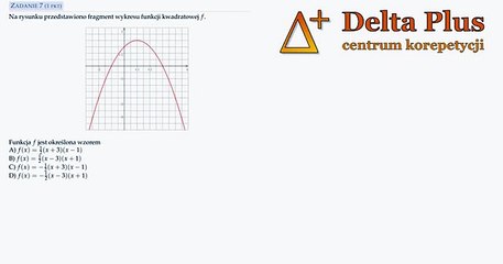 Zad.7 - matura maj 2014 - Na rysunku przedstawiono fragment wykresu funkcji kwadratowej f . (1024p FULL HD)