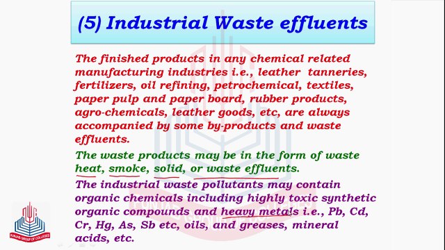 Water Pollution ( Industrial Waste Effluents & Leather Tanneries )