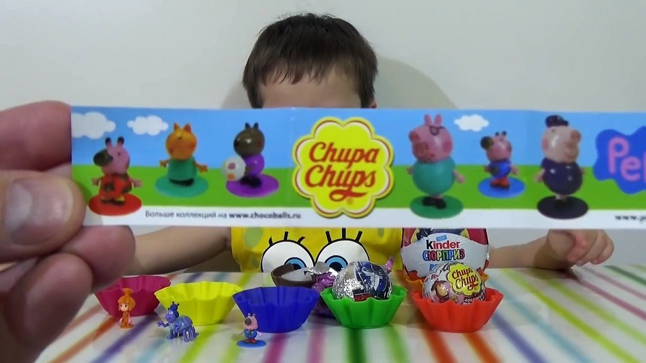 Миньены Киндер Свинка Пеппа Маша и Медведь Чупа Чупс сюрприз игрушки surprise balls eggs toys