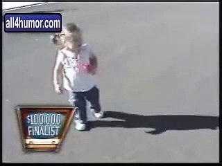 Little girl scared of her own shadow