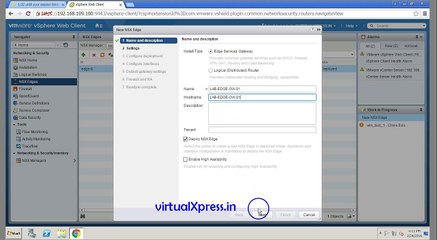 Deploying NSX Edge Gateway