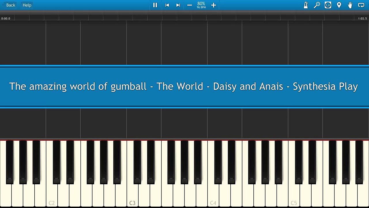 The amazing world of gumball - The World - Daisy and Anais 96BPM 80% Piano Tutorial