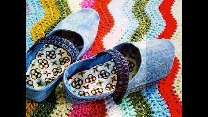 Тапочки из лоскутков ткани