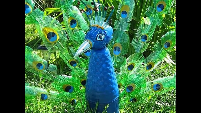 Павлин из пластиковых бутылок