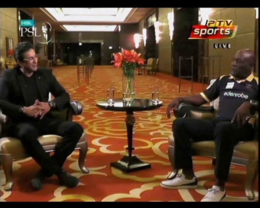 PSL Pakistan Super League Wasim Akram Meets Sir Viv Richards after Match Win from Afridi
