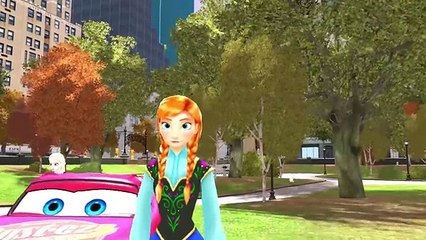 Anna of Arendelle  and Elsa The Snow Queen Frozen meets Lightning McQueen Cars w- Kids Songs