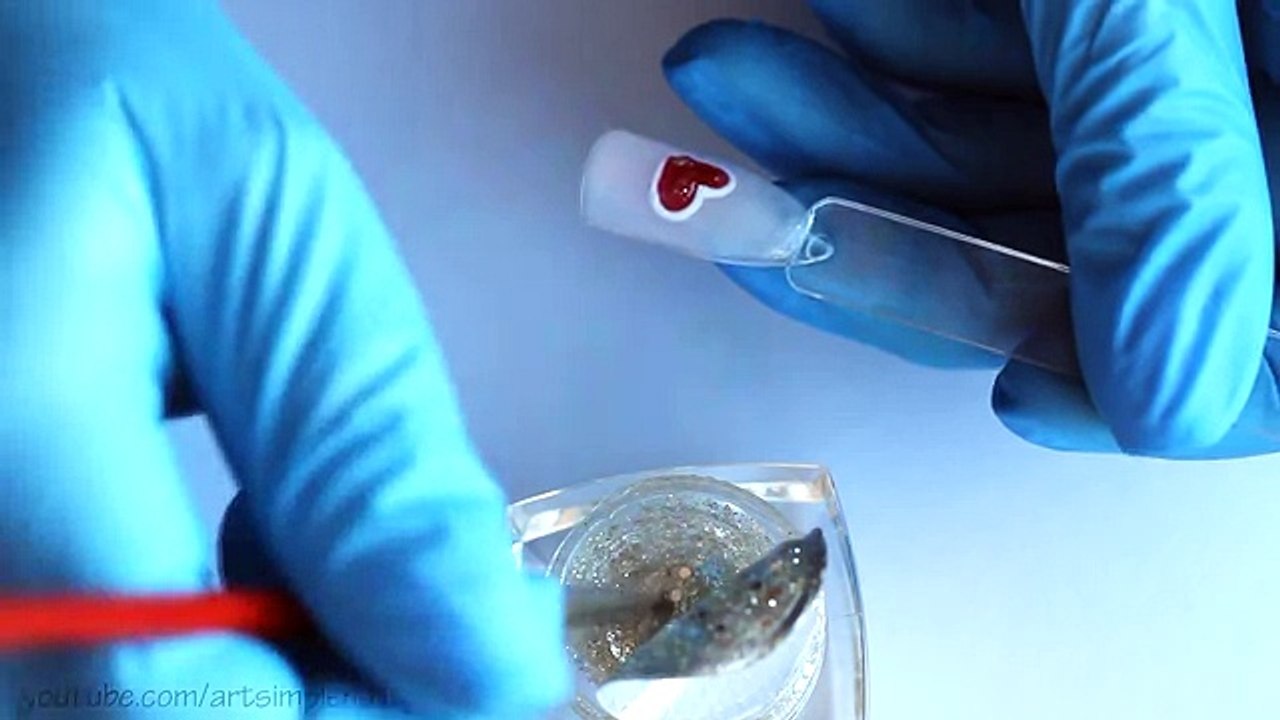 Дизайн ногтей- Объемное сердце, лепка 3д гелем. Свадебный маникюр. Дизайн на День Влюбленных