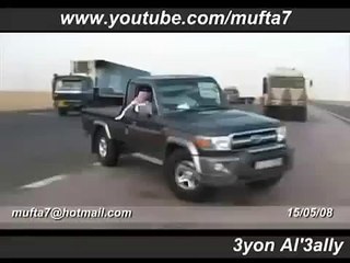 Arab car wheeling one sided