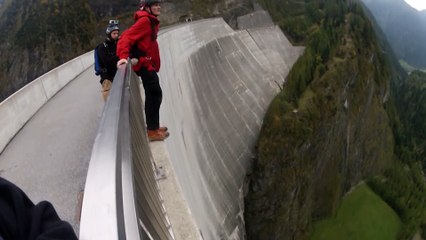 Epic base jump backflip off huge dam!
