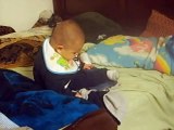 hilarious baby is trying not to fall asleep