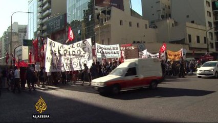 Argentina's public sector workers protest against layoffs