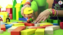 Kids Toy Construction Mr Builder and his Excavator & Jack Hammer BUILD a House! Children