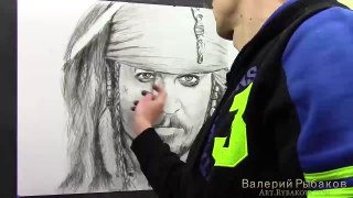 Как нарисовать портрет - Джек Воробей - Джонни Депп! Time lapse портрет!