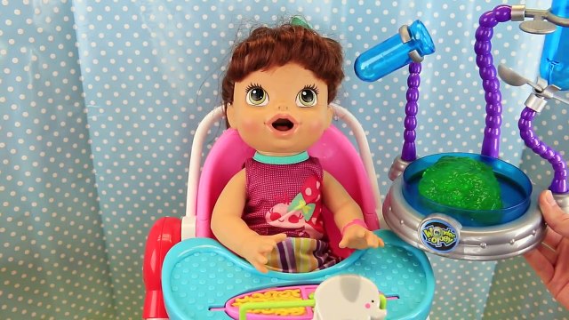 Baby Alive Lucy Dolls EATS SLIME!!! Gooey Green Food & Gross Diaper Change by DisneyCarToy
