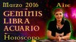 Horóscopo GEMINIS, LIBRA y ACUARIO, Marzo 2016 Signos de Aire por Jimena La Torre